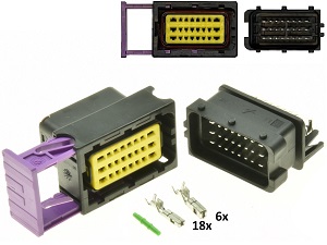 24 -Way ECU CDI ECM Motorcile Connector Zestaw Czarny - Kompletny mężczyzna