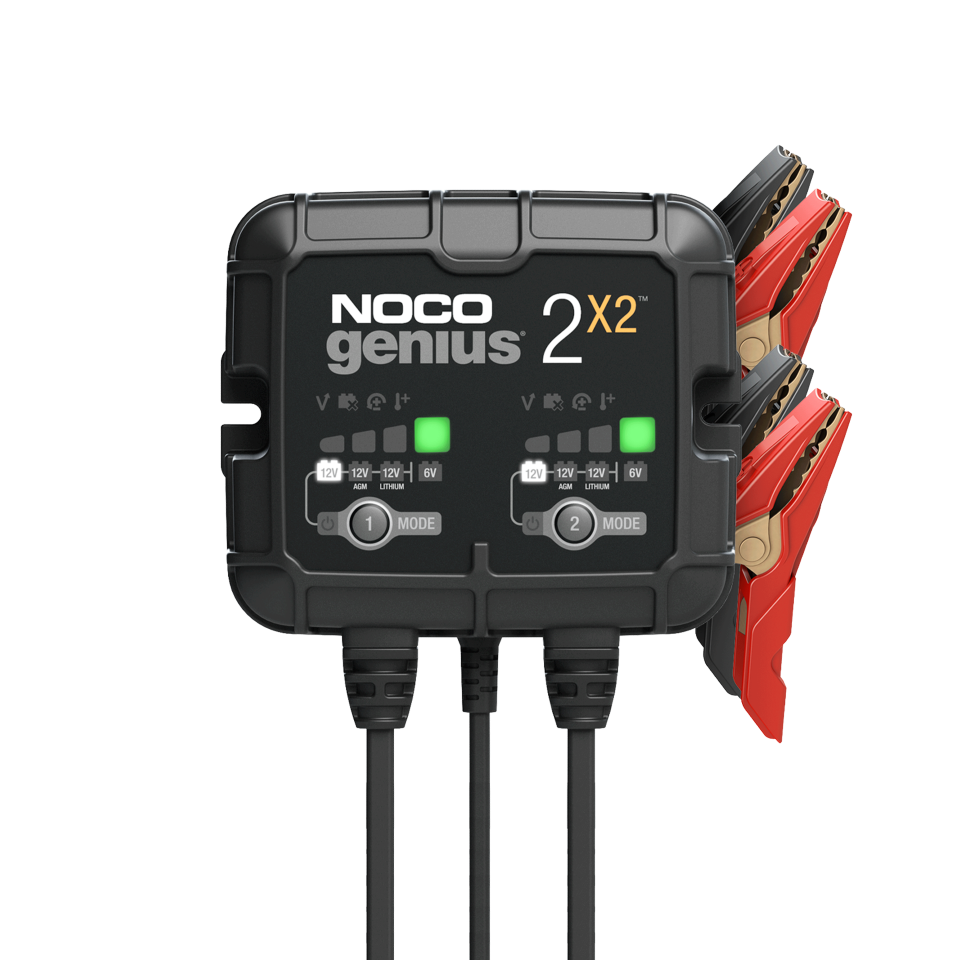 NOCO Genius 2x2 - podwójna ładowarka akumulatorowa 6 V/12 V (odpowiednia również do akumulatorów litowych) NOCO Genius 2x2 - podwójna ładowarka akumulatorowa 6 V/12 V (odpowiednia również do akumulatorów litowych)