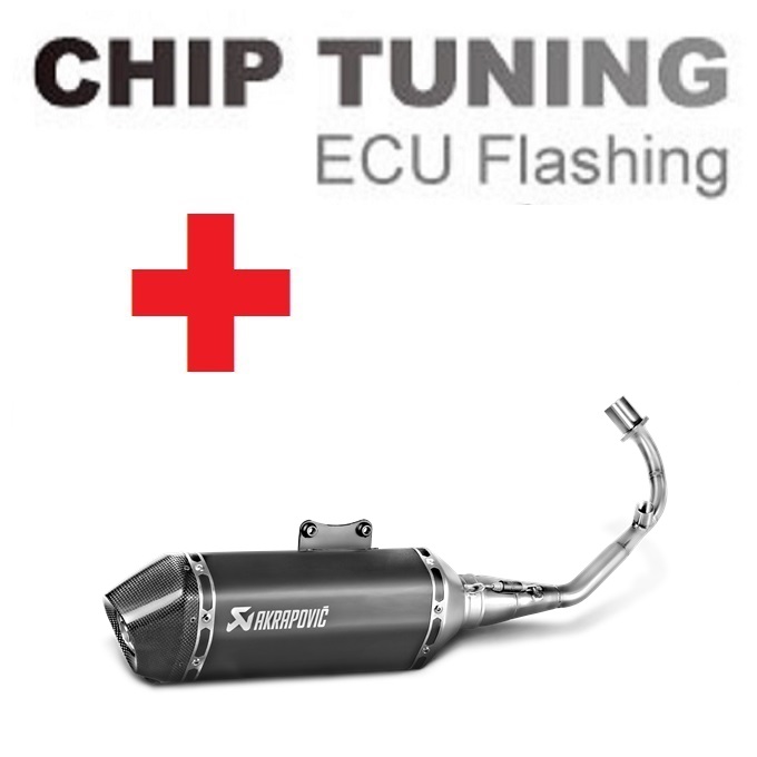Vespa Primavera / Sprint 125E EN 150E 3V 2017-2020 Wysokie wydajność ECU Flash Tuning+Akrapovic S-VVE125R2-HZBL (etap 3)