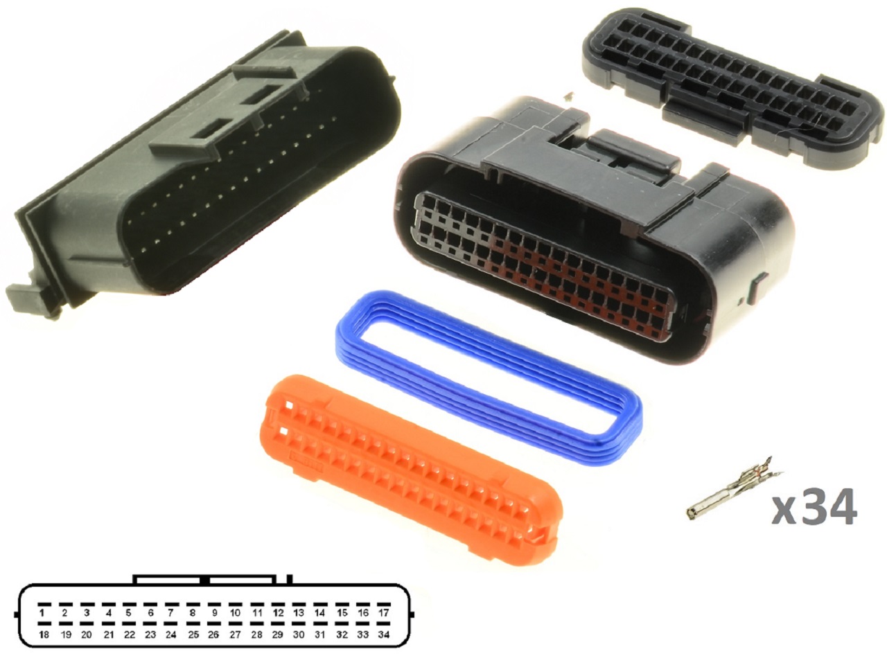 Kawasaki Suzuki Yamaha 34 Way ECU CDI ECM Motorcile Zestaw - Zestaw mężczyzn + kobiet